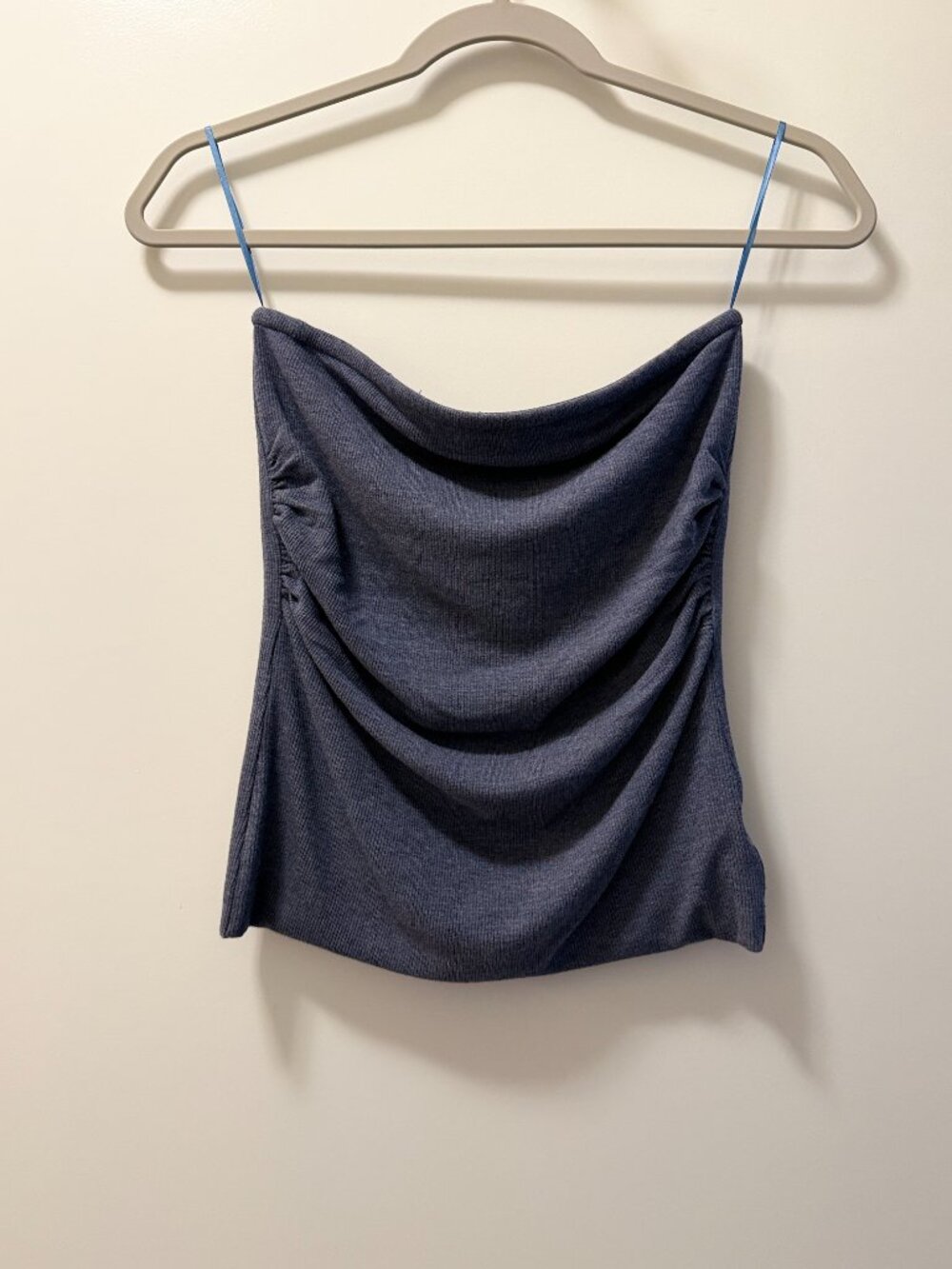 NWT LNA Jones Tube Top Denim Blue Strapless Ruched Top Small - Picture 3 of 5